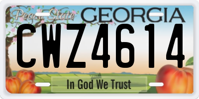 GA license plate CWZ4614