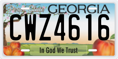 GA license plate CWZ4616