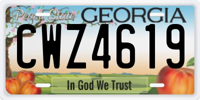 GA license plate CWZ4619