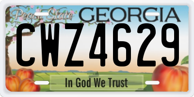 GA license plate CWZ4629