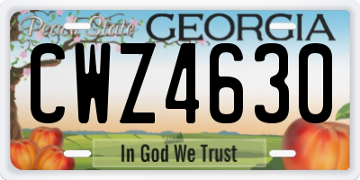 GA license plate CWZ4630