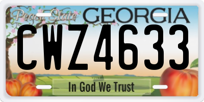 GA license plate CWZ4633