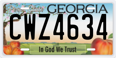 GA license plate CWZ4634