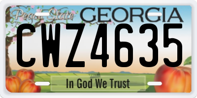 GA license plate CWZ4635