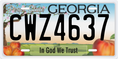 GA license plate CWZ4637