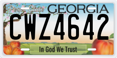 GA license plate CWZ4642