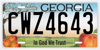 GA license plate CWZ4643