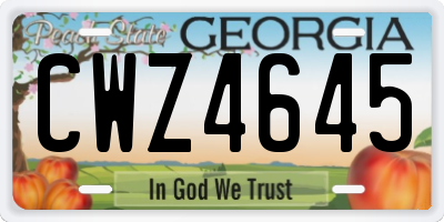 GA license plate CWZ4645