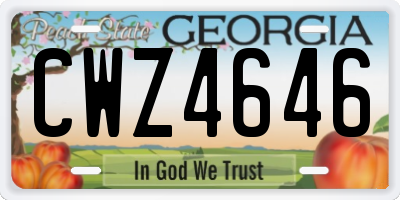 GA license plate CWZ4646