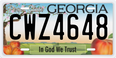 GA license plate CWZ4648