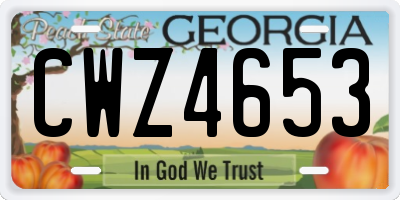 GA license plate CWZ4653