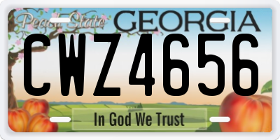 GA license plate CWZ4656