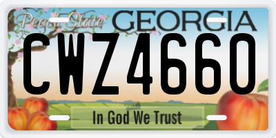 GA license plate CWZ4660