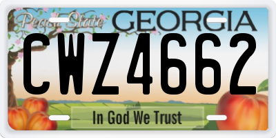 GA license plate CWZ4662