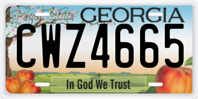GA license plate CWZ4665