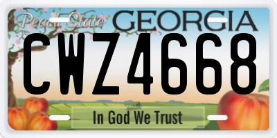 GA license plate CWZ4668