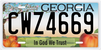 GA license plate CWZ4669