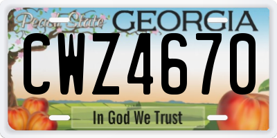 GA license plate CWZ4670