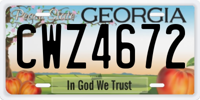GA license plate CWZ4672
