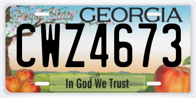 GA license plate CWZ4673