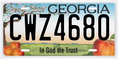 GA license plate CWZ4680
