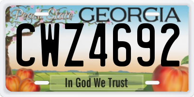 GA license plate CWZ4692