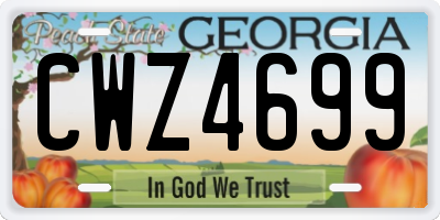 GA license plate CWZ4699