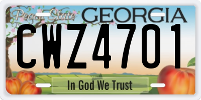 GA license plate CWZ4701