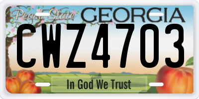 GA license plate CWZ4703
