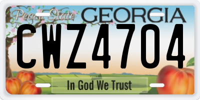 GA license plate CWZ4704