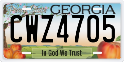 GA license plate CWZ4705