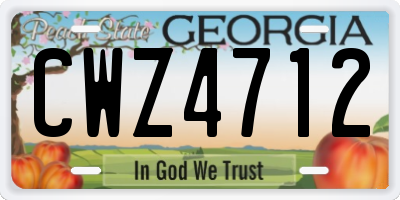 GA license plate CWZ4712
