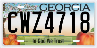 GA license plate CWZ4718