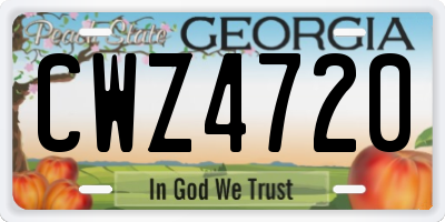 GA license plate CWZ4720