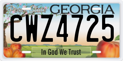 GA license plate CWZ4725