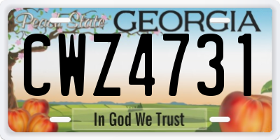 GA license plate CWZ4731