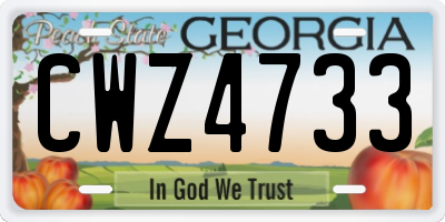 GA license plate CWZ4733