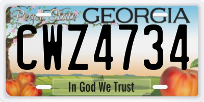 GA license plate CWZ4734