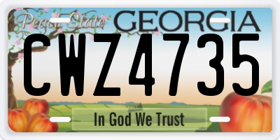 GA license plate CWZ4735