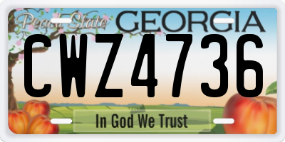 GA license plate CWZ4736