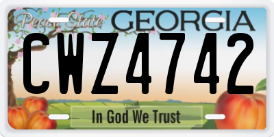 GA license plate CWZ4742