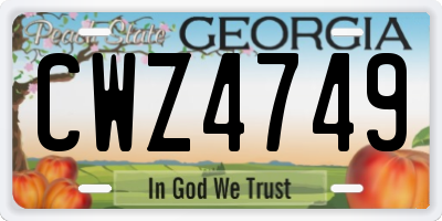 GA license plate CWZ4749