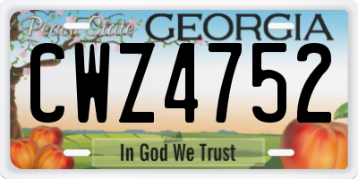 GA license plate CWZ4752