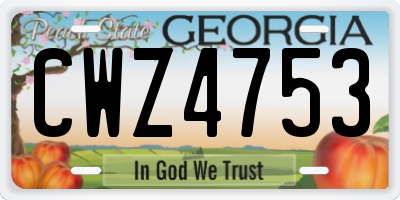 GA license plate CWZ4753