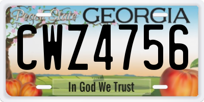 GA license plate CWZ4756