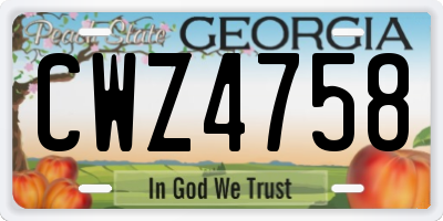 GA license plate CWZ4758