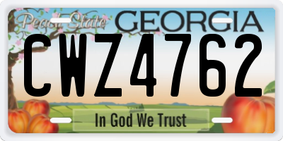 GA license plate CWZ4762