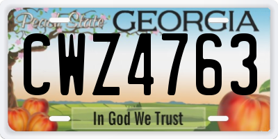 GA license plate CWZ4763