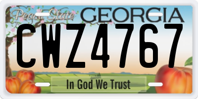 GA license plate CWZ4767