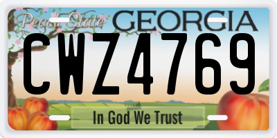 GA license plate CWZ4769